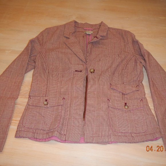 elevenses Jackets & Blazers - Elevenses Pink/Maroon Plaid Jacket